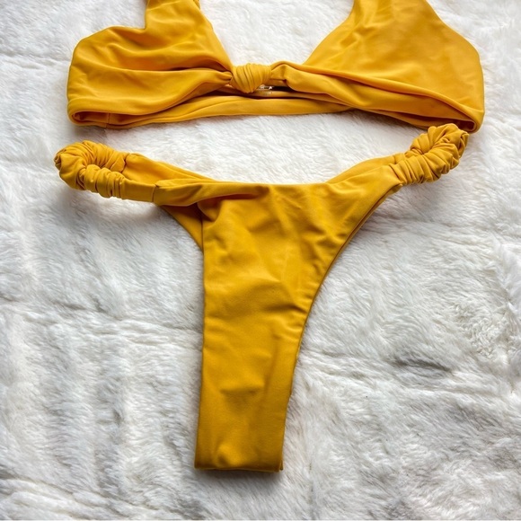 NWOT SET Ayra Swim Mimosa center knit ruched strap bikini 12265 - Picture 6 of 10